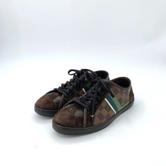 Louis Vuitton Damier Graphite Mens Sneakers Size 10 Brown Suede & Canvas - Picture 1 of 9
